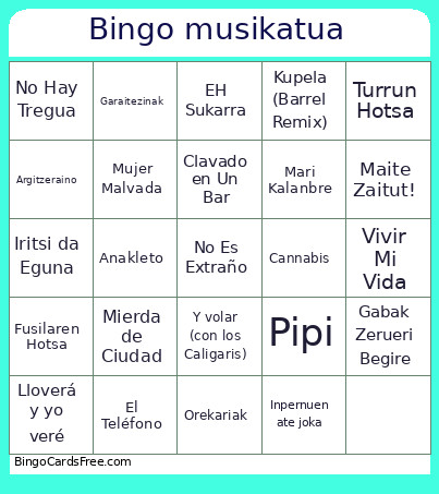 Musikatua Bingo Card