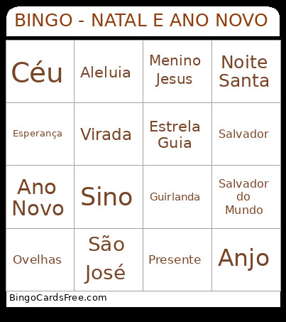 - NATAL E ANO NOVO Bingo Card