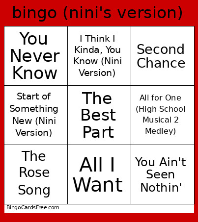 (nini's Version) Bingo Card