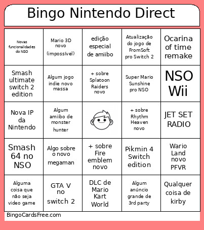 Nintendo Direct Bingo Card 3