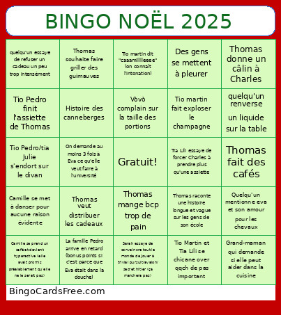 NOËL 2025 Bingo Card