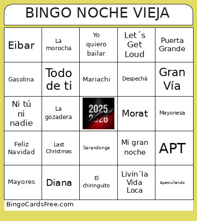 NOCHE VIEJA Bingo Card