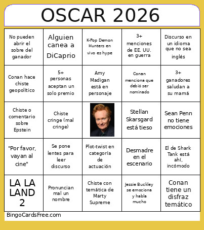 OSCAR 2026 Bingo Card