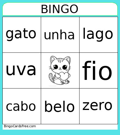Palavras Bingo Card