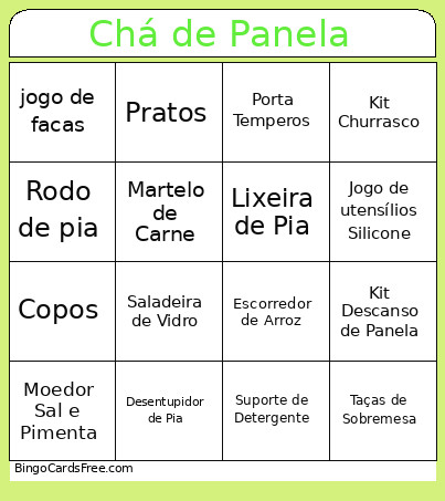 Para Chá Bingo Card