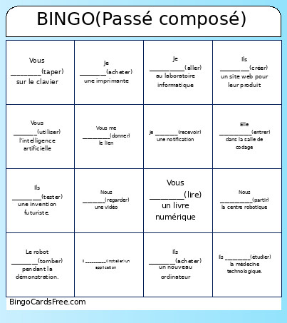 (Passé Composé) Bingo Card