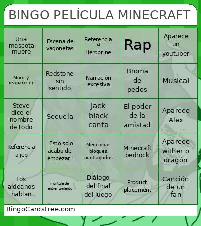 PELÍCULA MINECRAFT Bingo Card