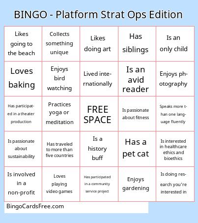 BINGO - Platform Strat Ops Edition