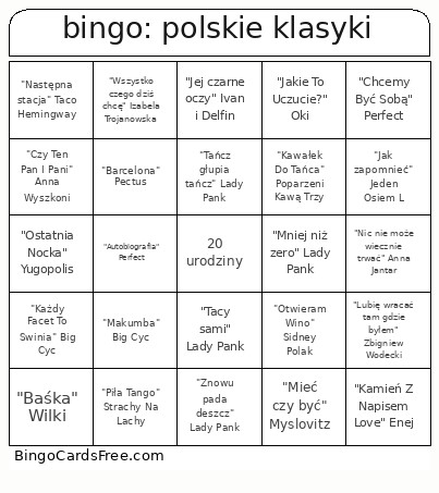 : Polskie Klasyki Bingo Card