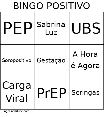 POSITIVO Bingo Card