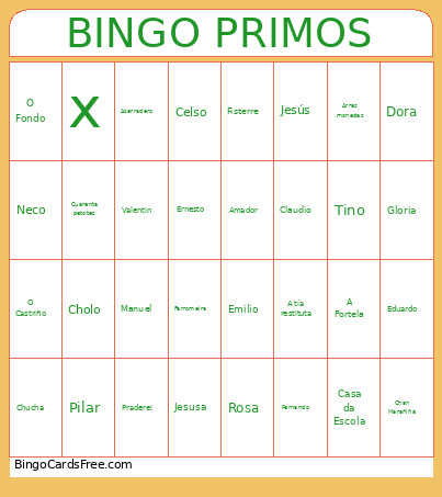 PRIMOS Bingo Card