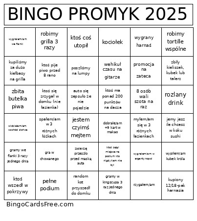 PROMYK 2025 Bingo Card