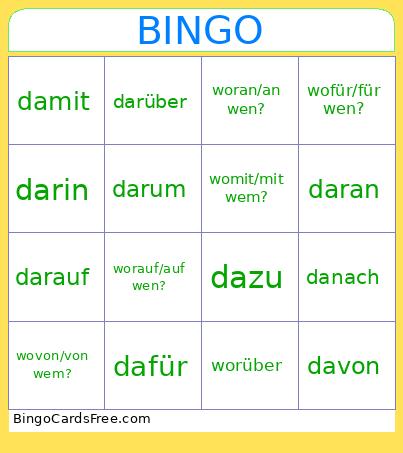 Bingo Pronominaladverbien