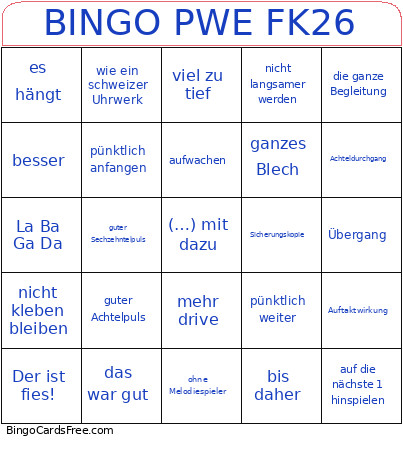 PWE FK26 Bingo Card