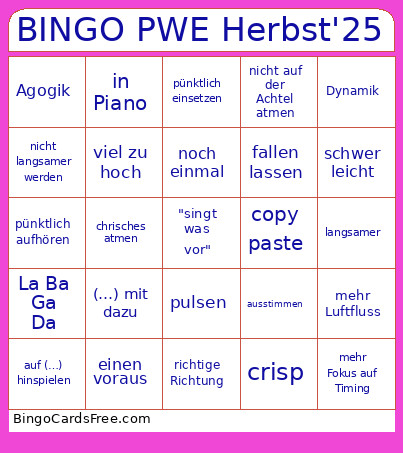 PWE Herbst'25 Bingo Card