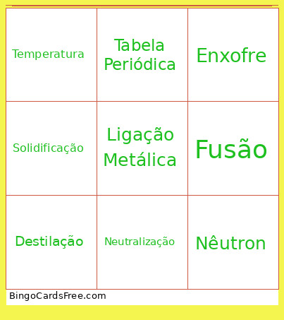 QUÍMICO Bingo Card