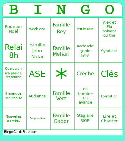 Réunion Bingo Card