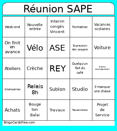 Réunion Bingo Card