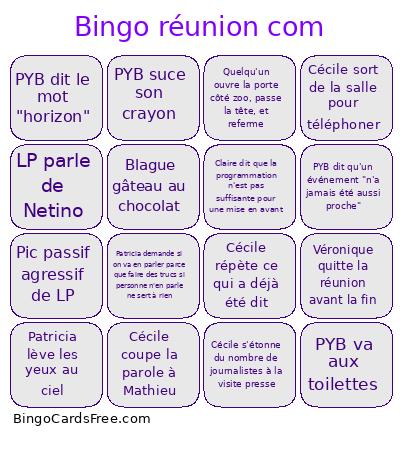 Réunion Com Bingo Card