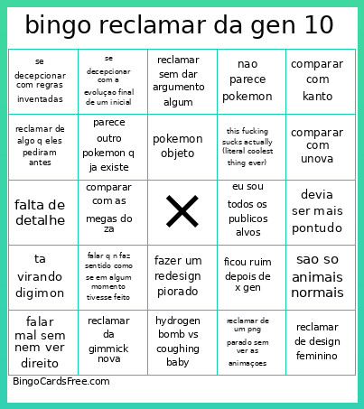 Reclamar Da Gen 10 Bingo Card