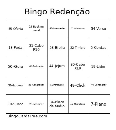 Redenção Bingo Card