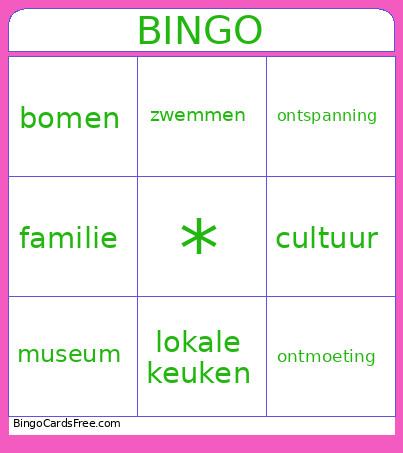 Reizen (G) Bingo Card