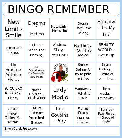 REMEMBER Bingo Card