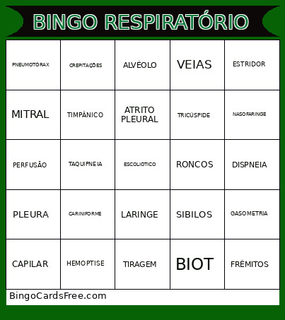 RESPIRATÓRIO Bingo Card