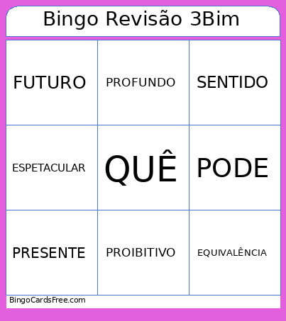 Revisão 3Bim Bingo Card