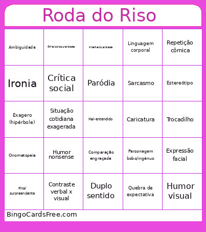 “Roda Do Riso” Bingo Card