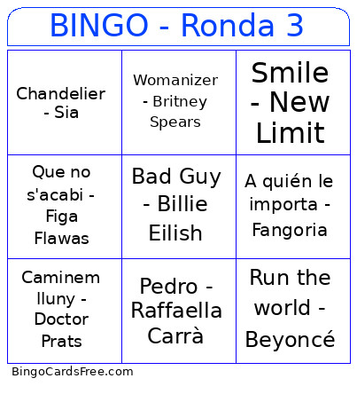 - Ronda 3 Bingo Card