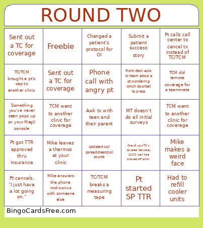 Round 2 Bingo Card