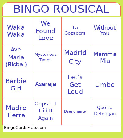 ROUSICAL Bingo Card 2