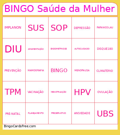 Saúde Da Mulher Bingo Card