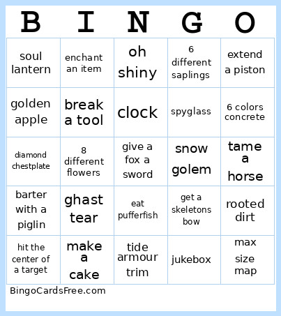 Sal Bingo Card