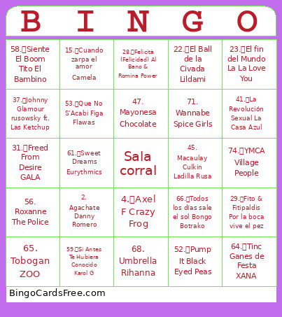 Sala Corral P1 Bingo Card