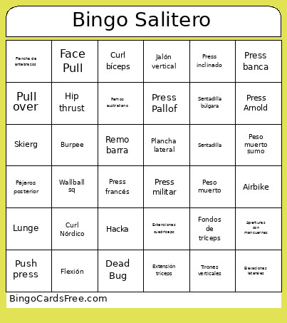 Salitero Bingo Card 3