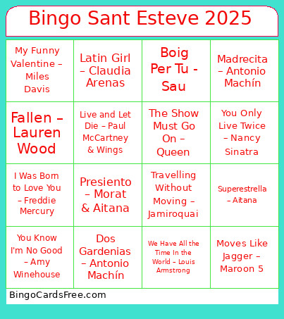Sant Esteve 2025 Bingo Card