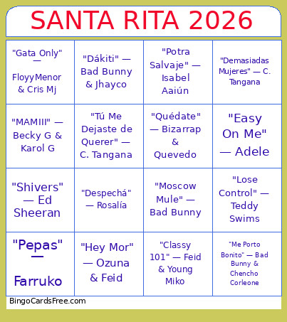 Santa Rita Bingo Card