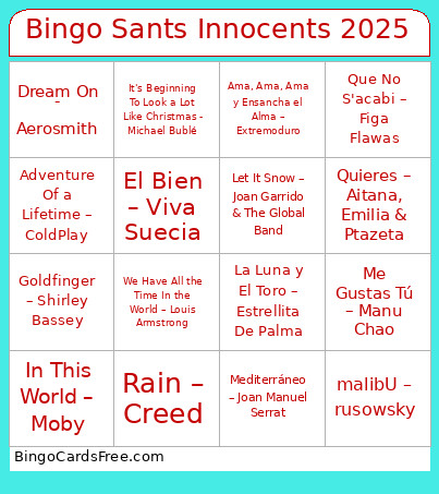 Sants Innocents 2025 Bingo Card