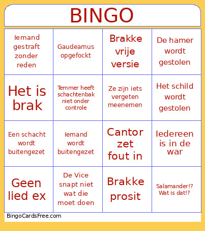 : Schachtencantus Edition Bingo Card