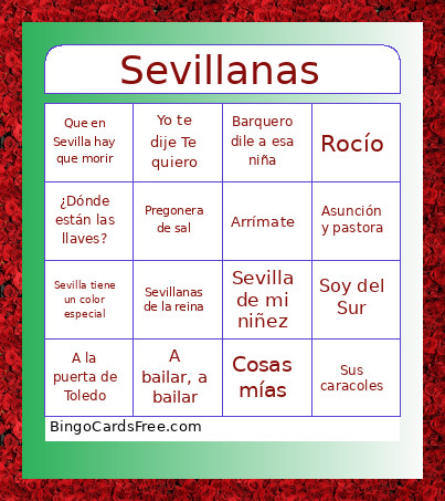 Sevillanas Bingo Card
