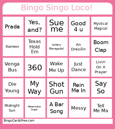 Singo Loco! Bingo Card