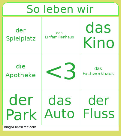 So Leben Wir Bingo Card
