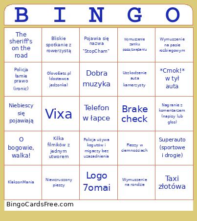 StopCham Bingo Card