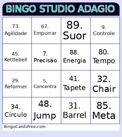 STUDIO ADAGIO Bingo Card