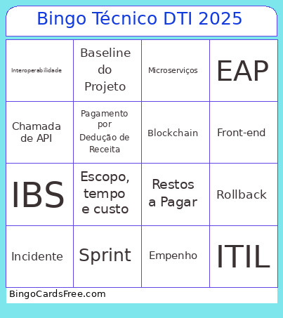Técnico DTI 2025 Bingo Card