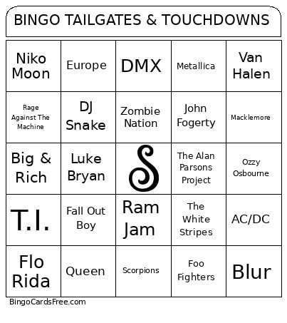 TAILGATES & TOUCHDOWNS Bingo Card