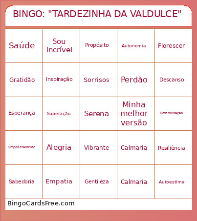 : TARDEZINHA DA VALDULCE Bingo Card
