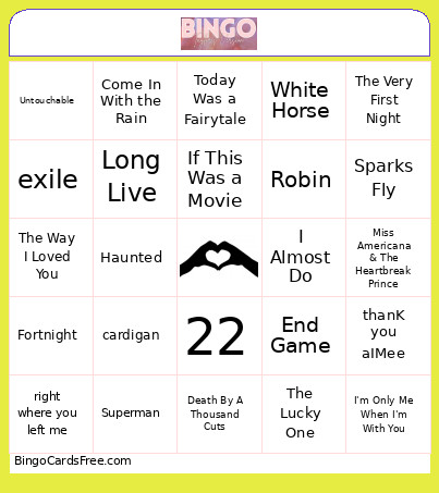 Taylor's Version Bingo Card